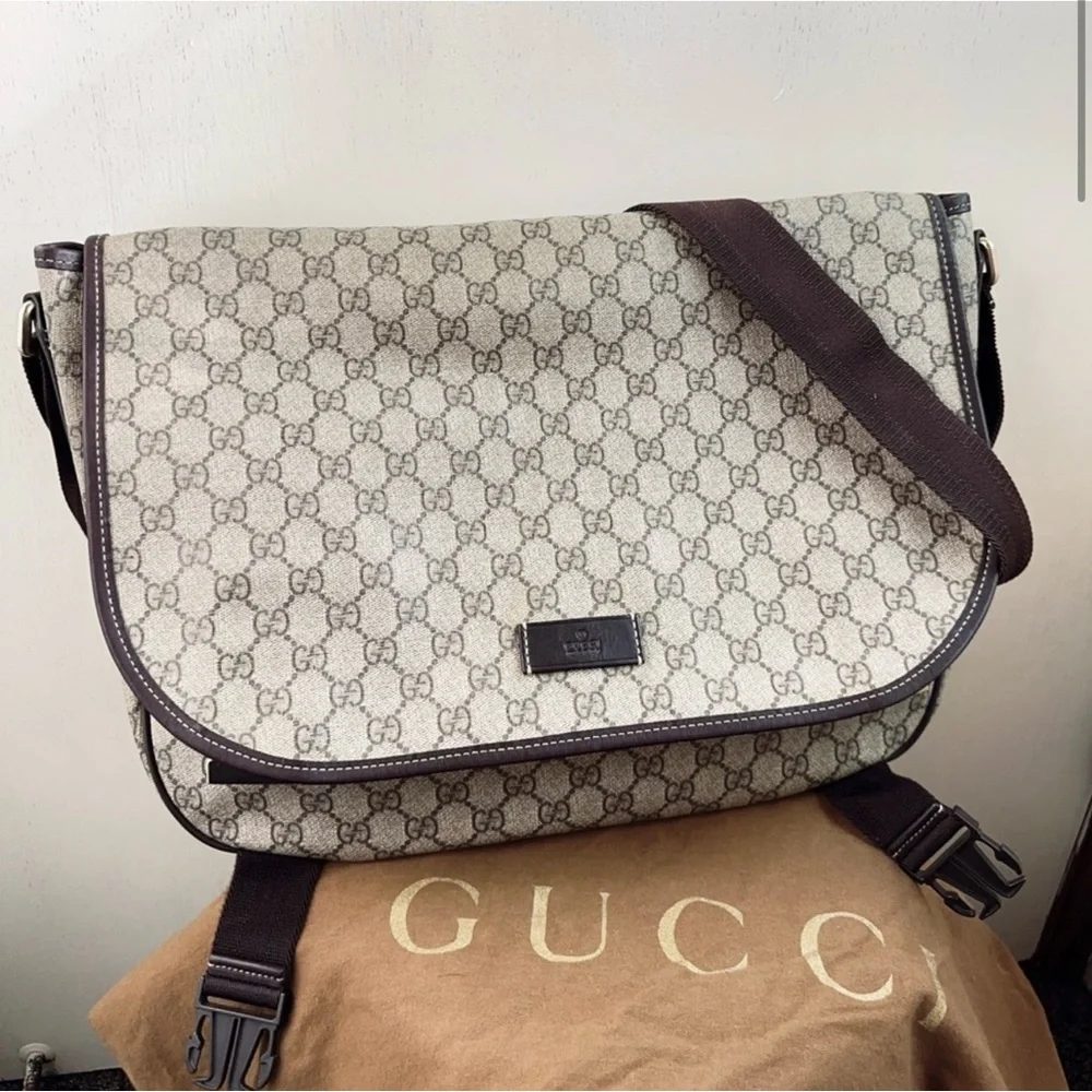 Gucci Imprime Shoulder Cross Bag GG PVC leather brown beige